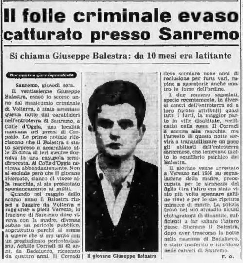 Il folle criminale evaso – catturato presso Sanremo (1969)
