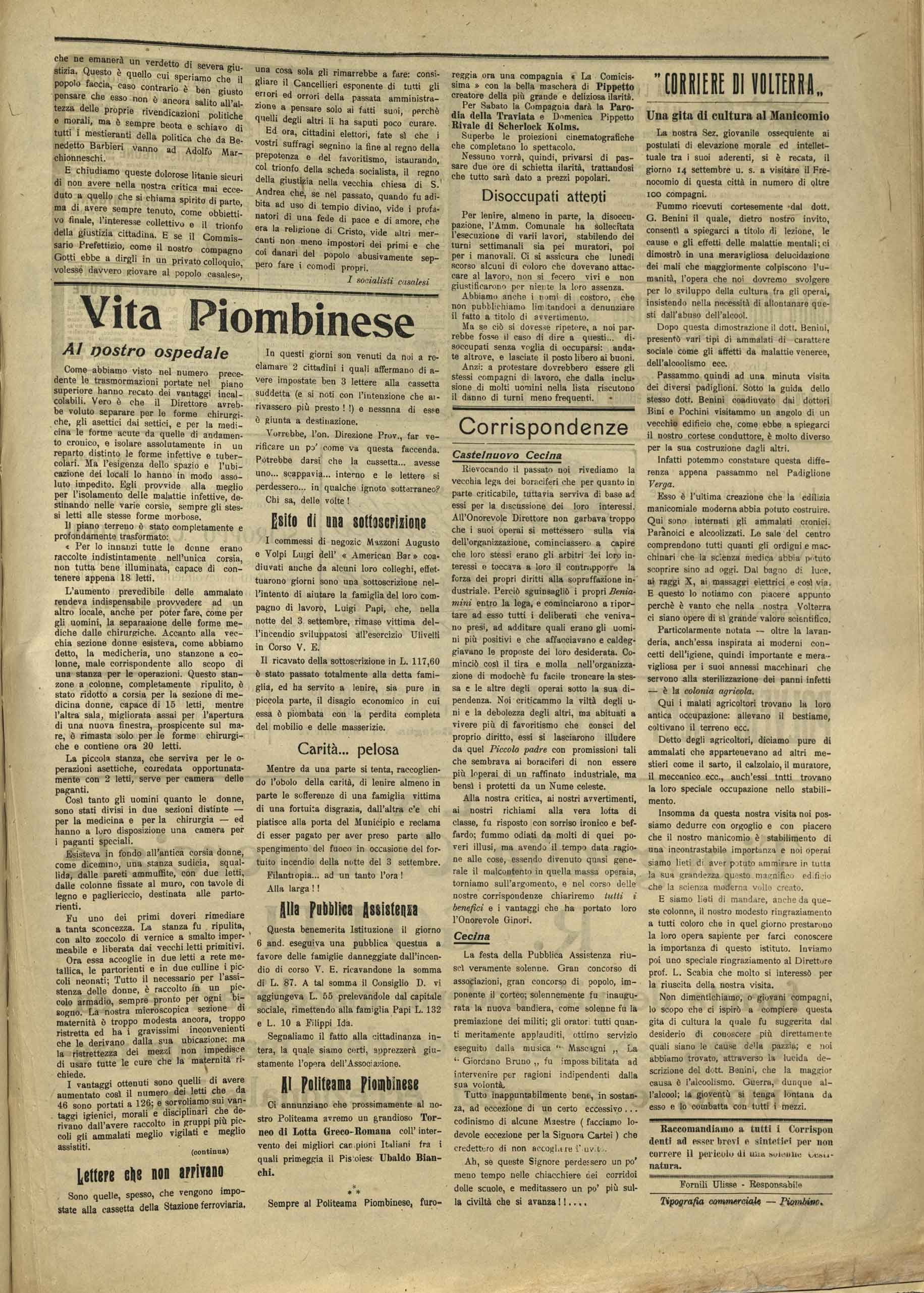 Una gita di cultura al Manicomio (1916) - l'articolo originale