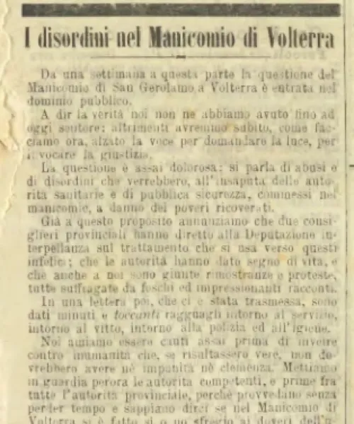 Manicomio di Volterra - Manicomio di Volterra Disordini nel Manicomio di Volterra