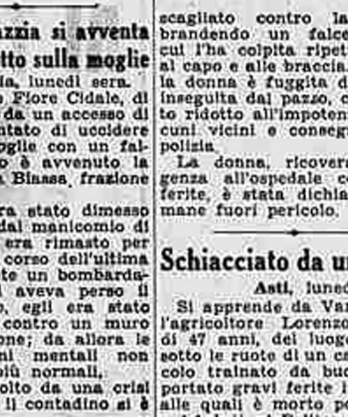 Manicomio di Volterra - Manicomio di Volterra Colto da pazzia si avventa con un falcetto sulla moglie