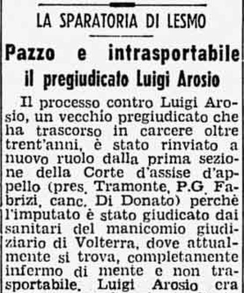 Manicomio di Volterra - Manicomio di Volterra La sparatoria di Lesmo - articolo originale