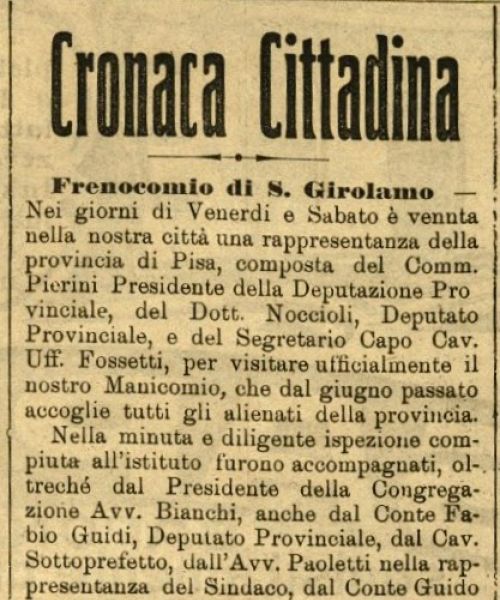 Manicomio di Volterra - Manicomio di Volterra Cronaca cittadina - Frenocomio di S.Girolamo