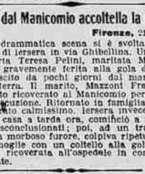 Manicomio di Volterra - Manicomio di Volterra uscito dal manicomio accoltella la moglie