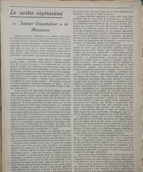 Manicomio di Volterra - Manicomio di Volterra Istituti Ospedalieri e di Ricovero - pagina 1