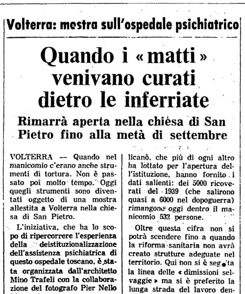 Manicomio di Volterra - Manicomio di Volterra Volterra mostra sull'ospedale psichiatrico