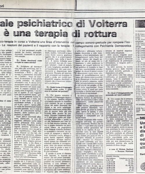 Manicomio di Volterra - Manicomio di Volterra All'ospedale psichiatrico di Volterra la musica è una terapia di rottura