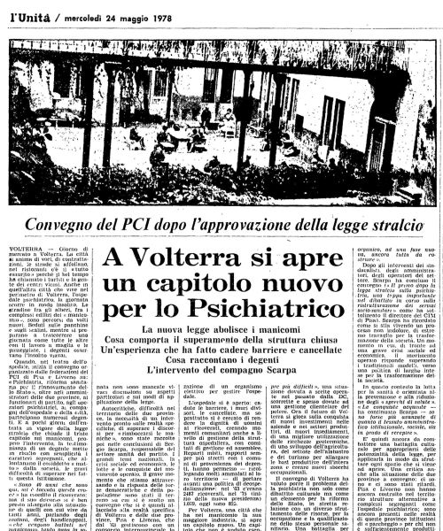 Manicomio di Volterra - Manicomio di Volterra A Volterra si apre un capitolo nuovo per lo psichiatrico