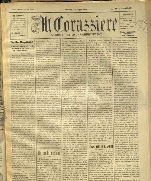 Manicomio di Volterra - Manicomio di Volterra L'avv. Giulio Bianchi articolo del corazziere del 1914 - pagina 1