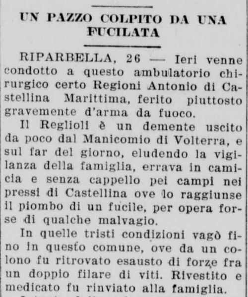 Manicomio di Volterra - Manicomio di Volterra Un pazzo colpito da una fucilata (1907)
